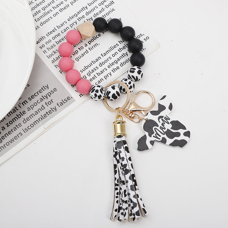 Llavero de la tarjeta de silicona de la cabeza del patrón de vaca al por mayor